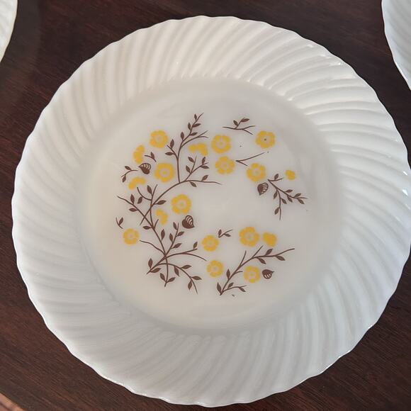 Vintage Termocrisa Milk Glass Brown Gold Harvest Flowers Mex Retro Dishes Set - Picture 9 of 13